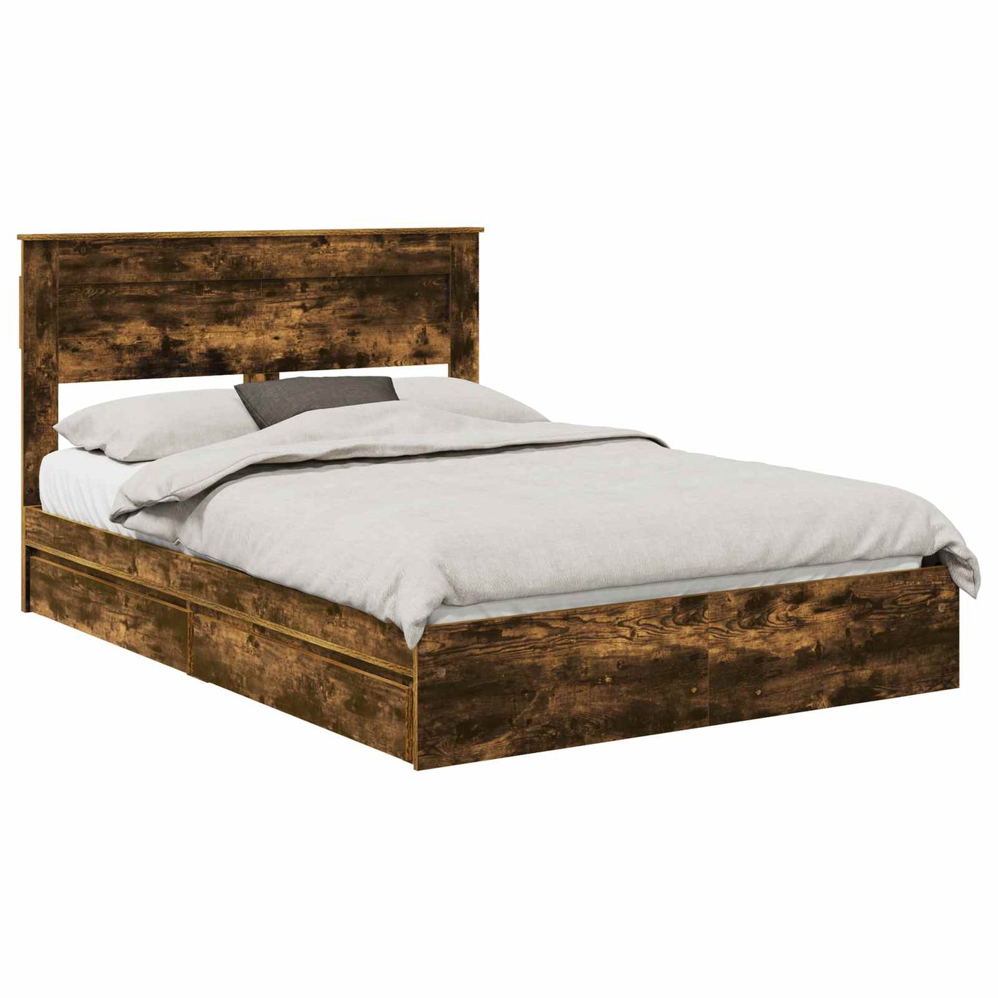 vidaXL Κρεβάτι Αποθήκης Καπνιστό Δρύς 160 x 200 cm Επεξεργασμένο ξύλο