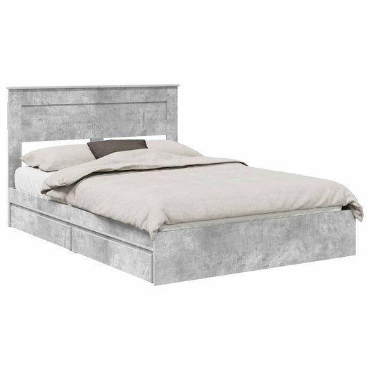 vidaXL Κρεβάτι Αποθήκης Σκυρόδεμα Γκρι 150 x 200 cm Επεξεργασμένο ξύλο