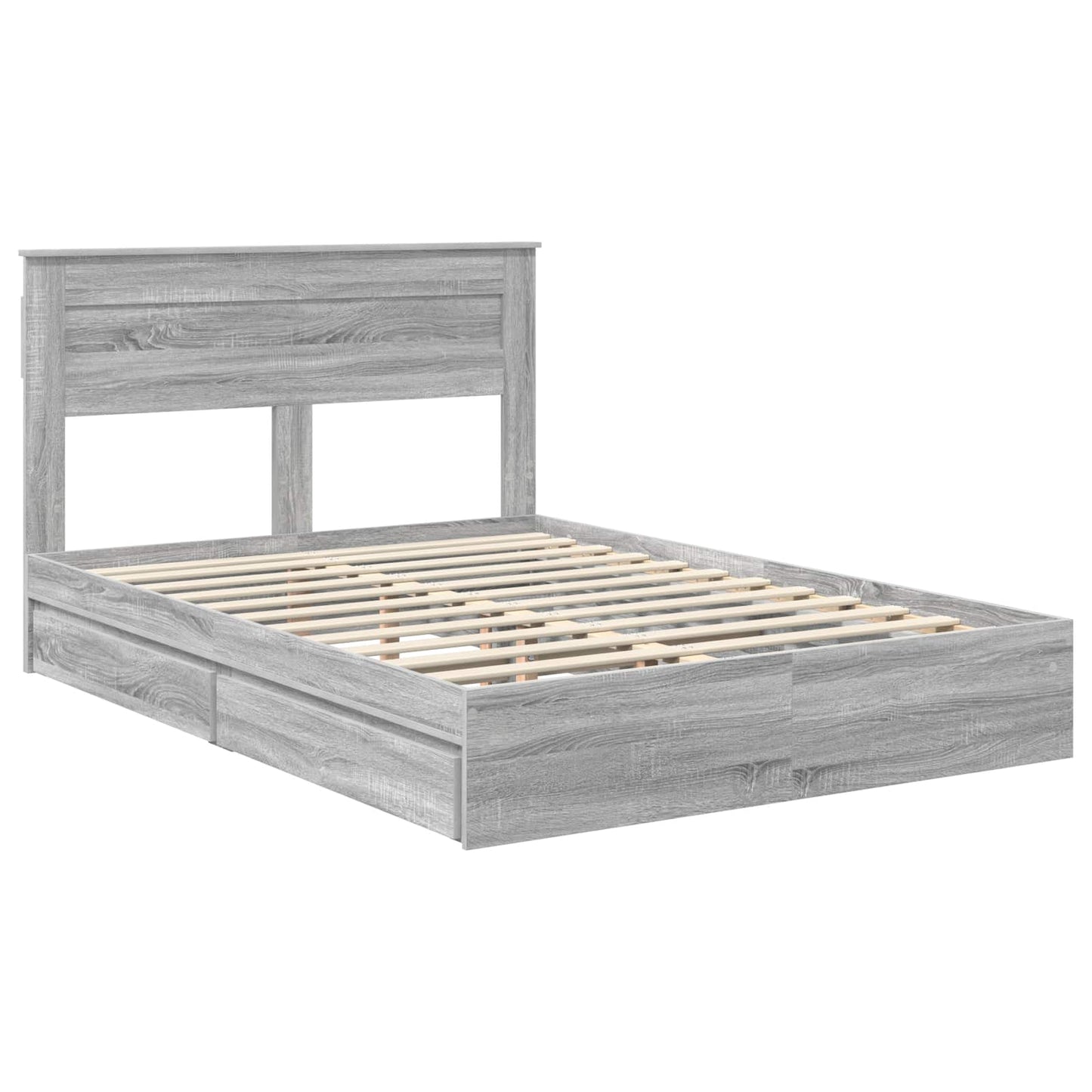 vidaXL Κρεβάτι Αποθήκης Γκρίζο Σονομα 150 x 200 cm Επεξεργασμένο ξύλο