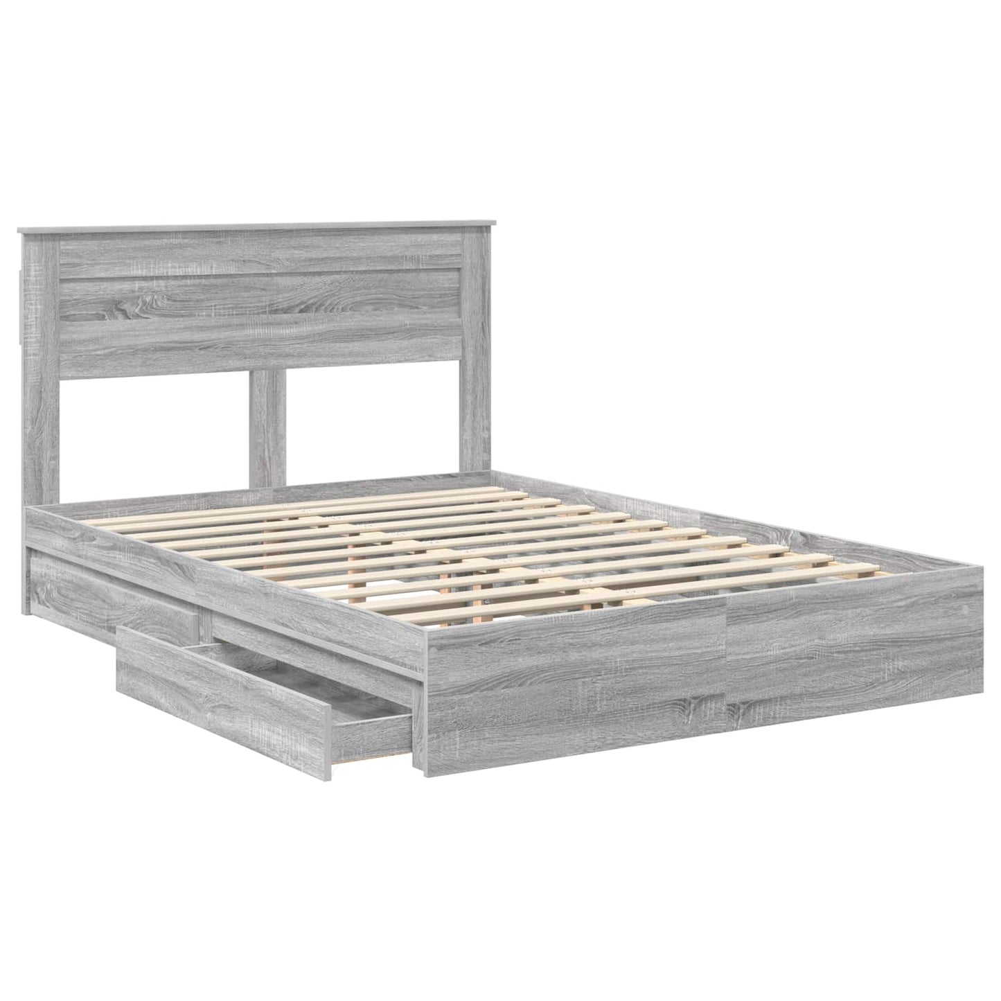 vidaXL Κρεβάτι Αποθήκης Γκρίζο Σονομα 150 x 200 cm Επεξεργασμένο ξύλο
