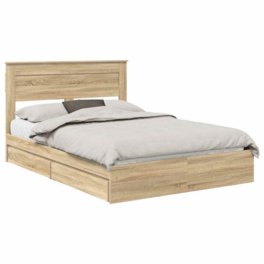 vidaXL Κρεβάτι Αποθήκης Δρύς Sonoma 140 x 200 cm Επεξεργασμένο ξύλο