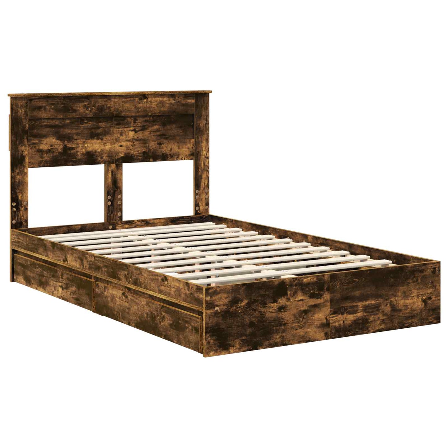 vidaXL Κρεβάτι Αποθήκης Καπνιστό Δρύς 135 x 190 cm Επεξεργασμένο ξύλο