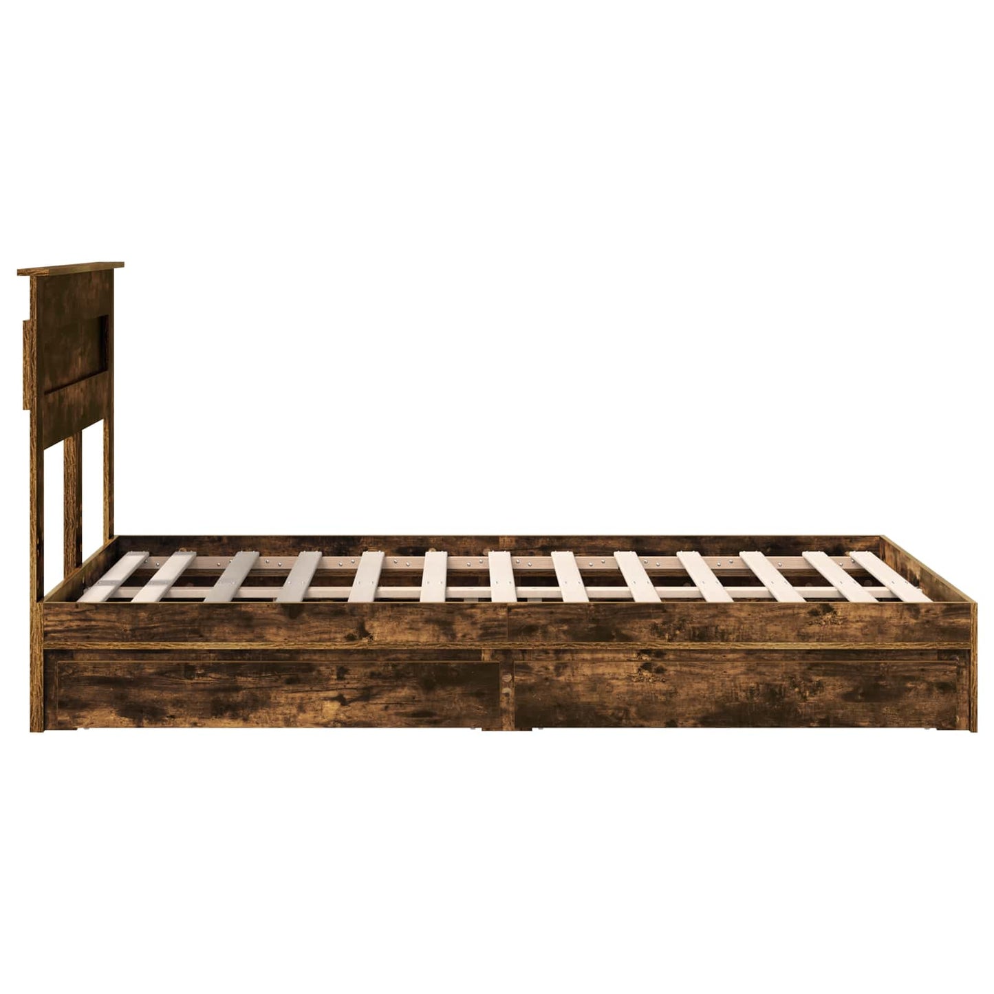 vidaXL Κρεβάτι Αποθήκης Καπνιστό Δρύς 135 x 190 cm Επεξεργασμένο ξύλο