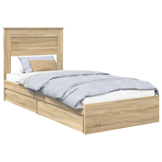 vidaXL Κρεβάτι Αποθήκης Δρύς Sonoma 100 x 200 cm Επεξεργασμένο ξύλο