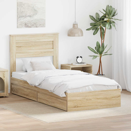 vidaXL Κρεβάτι Αποθήκης Δρύς Sonoma 90 x 190 cm Επεξεργασμένο ξύλο