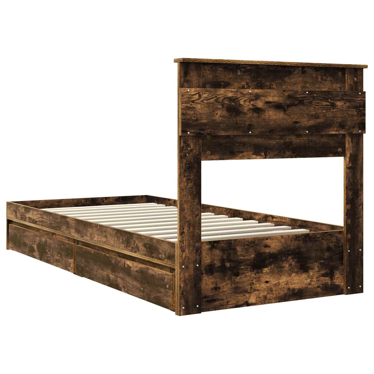 vidaXL Κρεβάτι Αποθήκης Καπνιστό Δρύς 90 x 190 cm Επεξεργασμένο ξύλο
