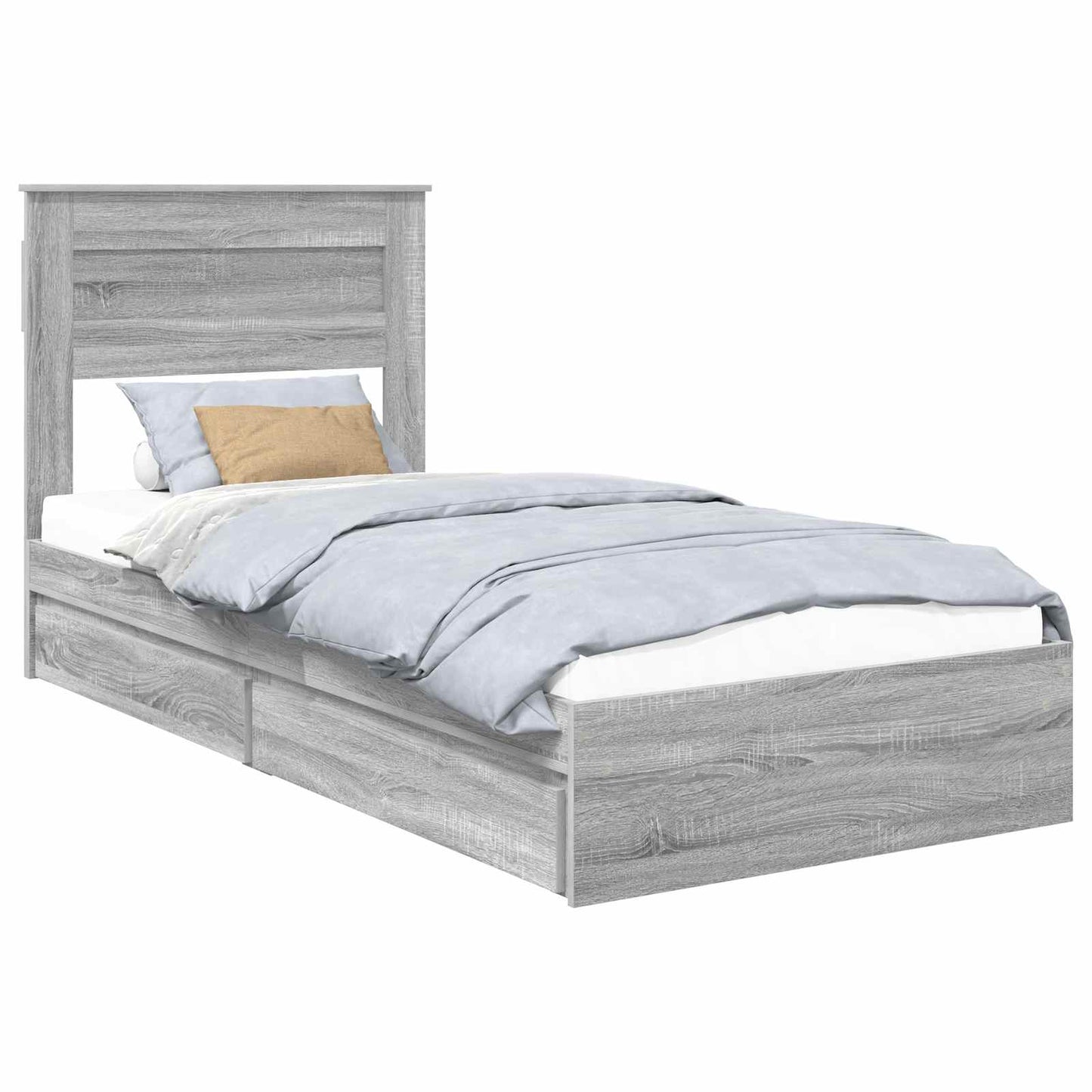vidaXL Κρεβάτι Αποθήκης Γκρίζο Σονομα 90 x 190 cm Επεξεργασμένο ξύλο