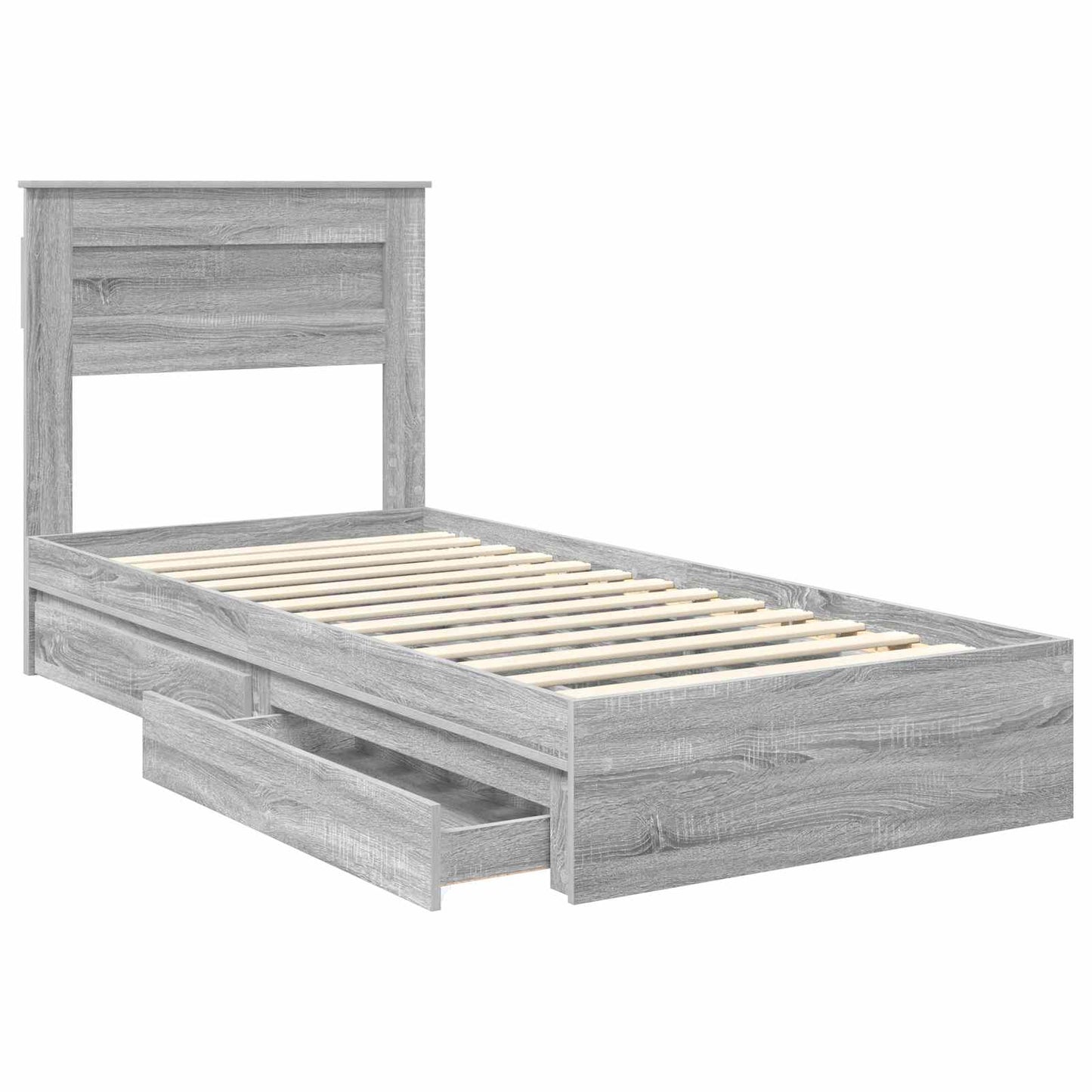 vidaXL Κρεβάτι Αποθήκης Γκρίζο Σονομα 90 x 190 cm Επεξεργασμένο ξύλο