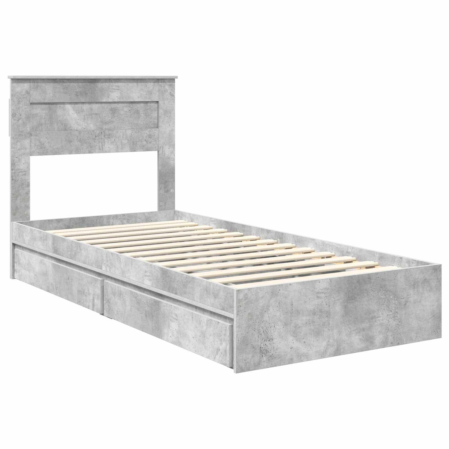 vidaXL Κρεβάτι Αποθήκης Σκυρόδεμα Γκρι 75 x 190 cm Επεξεργασμένο ξύλο