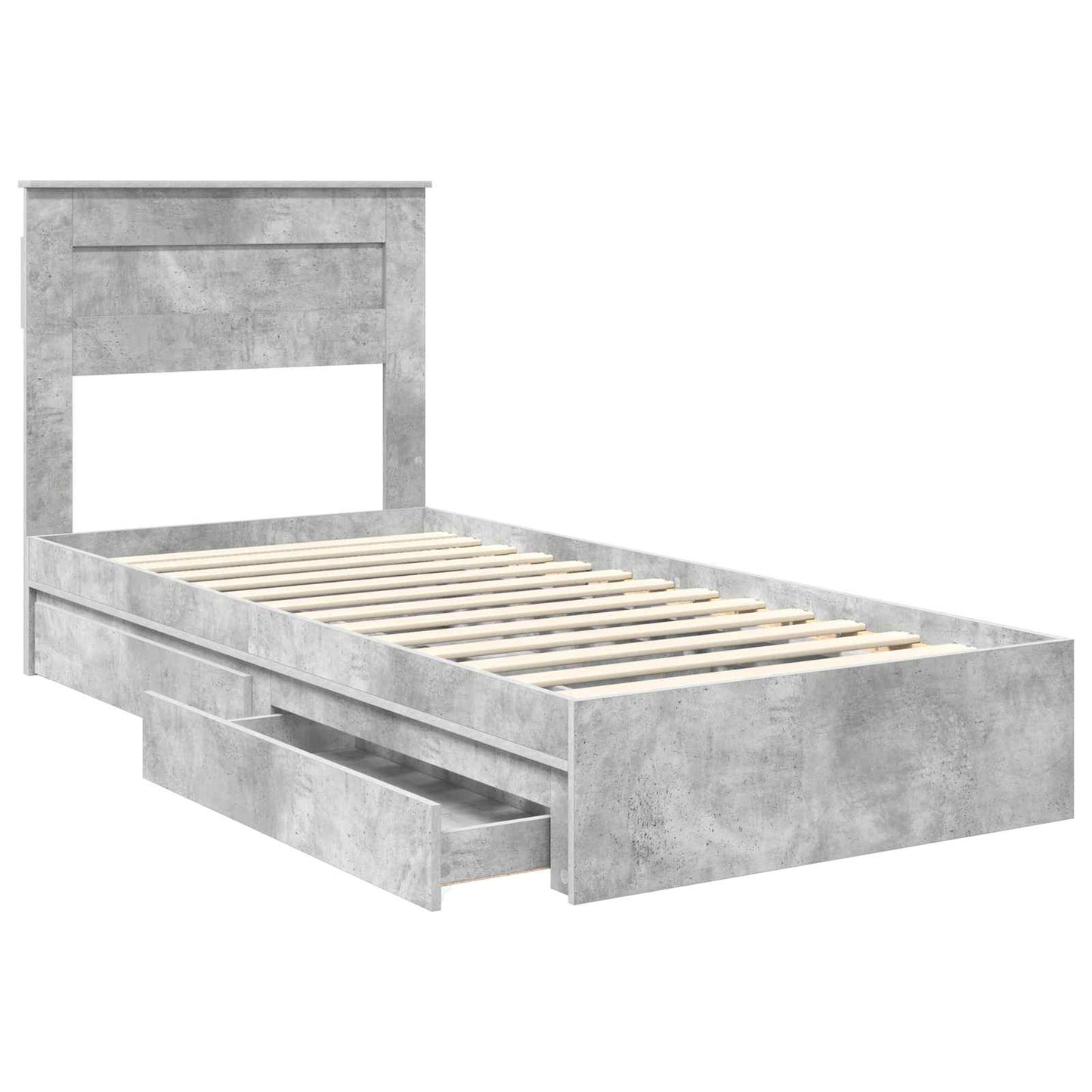 vidaXL Κρεβάτι Αποθήκης Σκυρόδεμα Γκρι 75 x 190 cm Επεξεργασμένο ξύλο