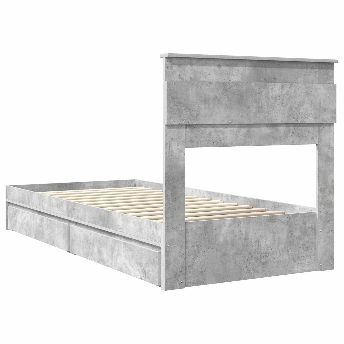 vidaXL Κρεβάτι Αποθήκης Σκυρόδεμα Γκρι 75 x 190 cm Επεξεργασμένο ξύλο