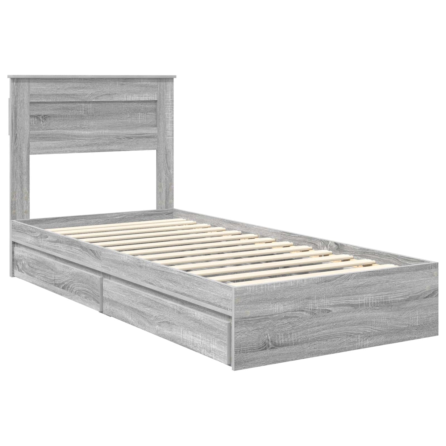 vidaXL Κρεβάτι Αποθήκης Γκρίζο Σονομα 75 x 190 cm Επεξεργασμένο ξύλο