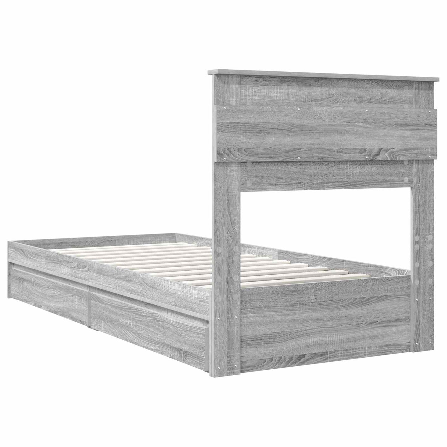 vidaXL Κρεβάτι Αποθήκης Γκρίζο Σονομα 75 x 190 cm Επεξεργασμένο ξύλο