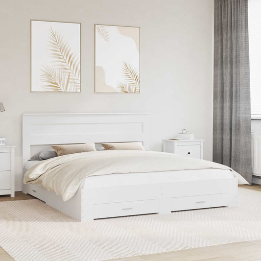 vidaXL Σκελετός Κρεβατιού Λευκό 180 x 200 cm Επεξεργασμένο ξύλο