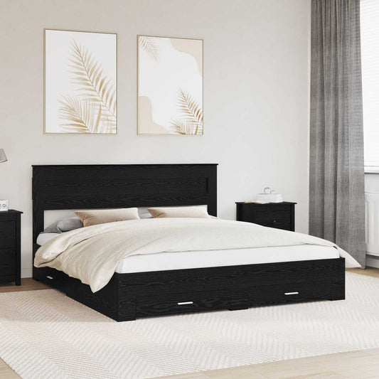 vidaXL Σκελετός Κρεβατιού Μαύρη Οξυά 180 x 200 cm Επεξεργασμένο ξύλο