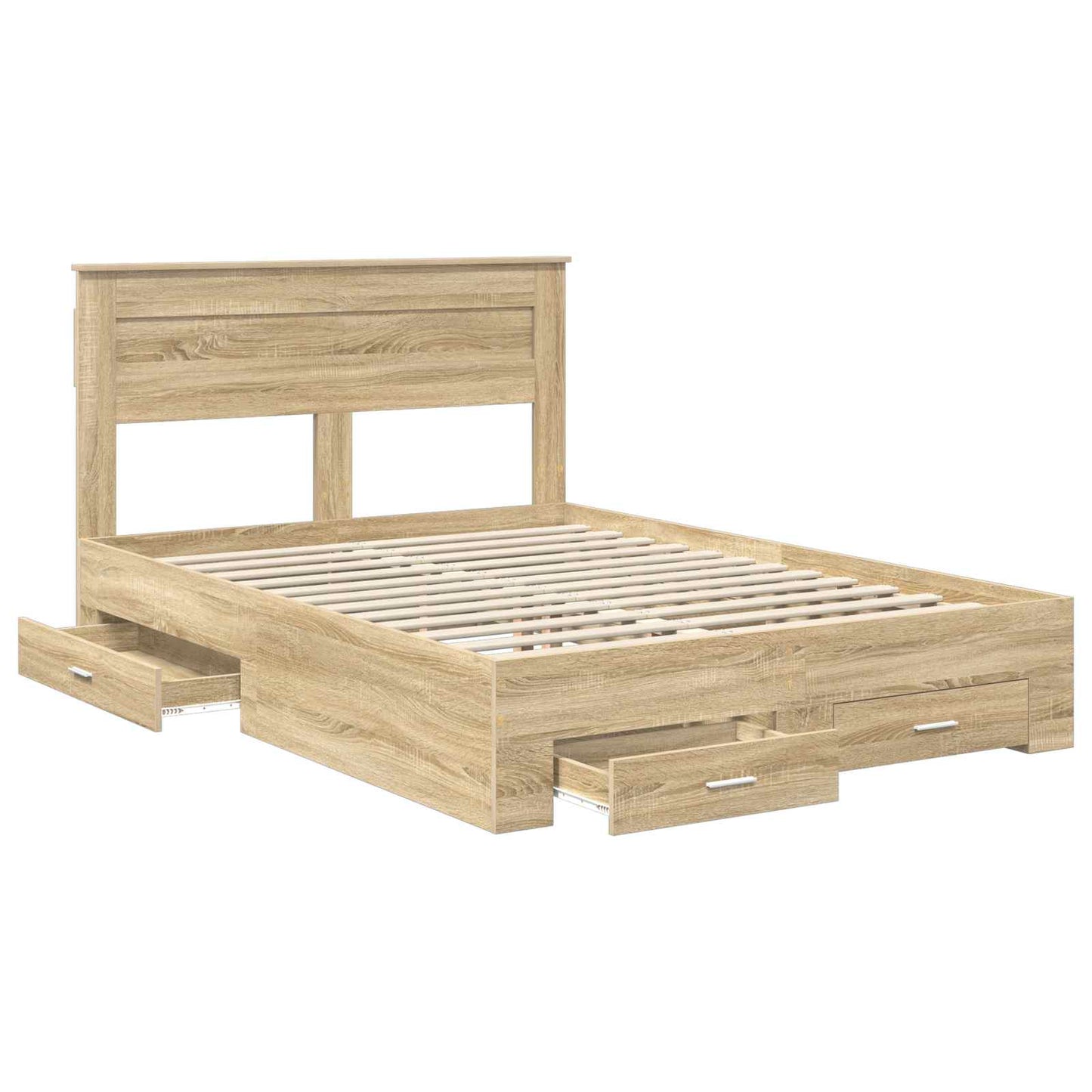 vidaXL Σκελετός Κρεβατιού Δρύς Sonoma 150 x 200 cm Επεξεργασμένο ξύλο