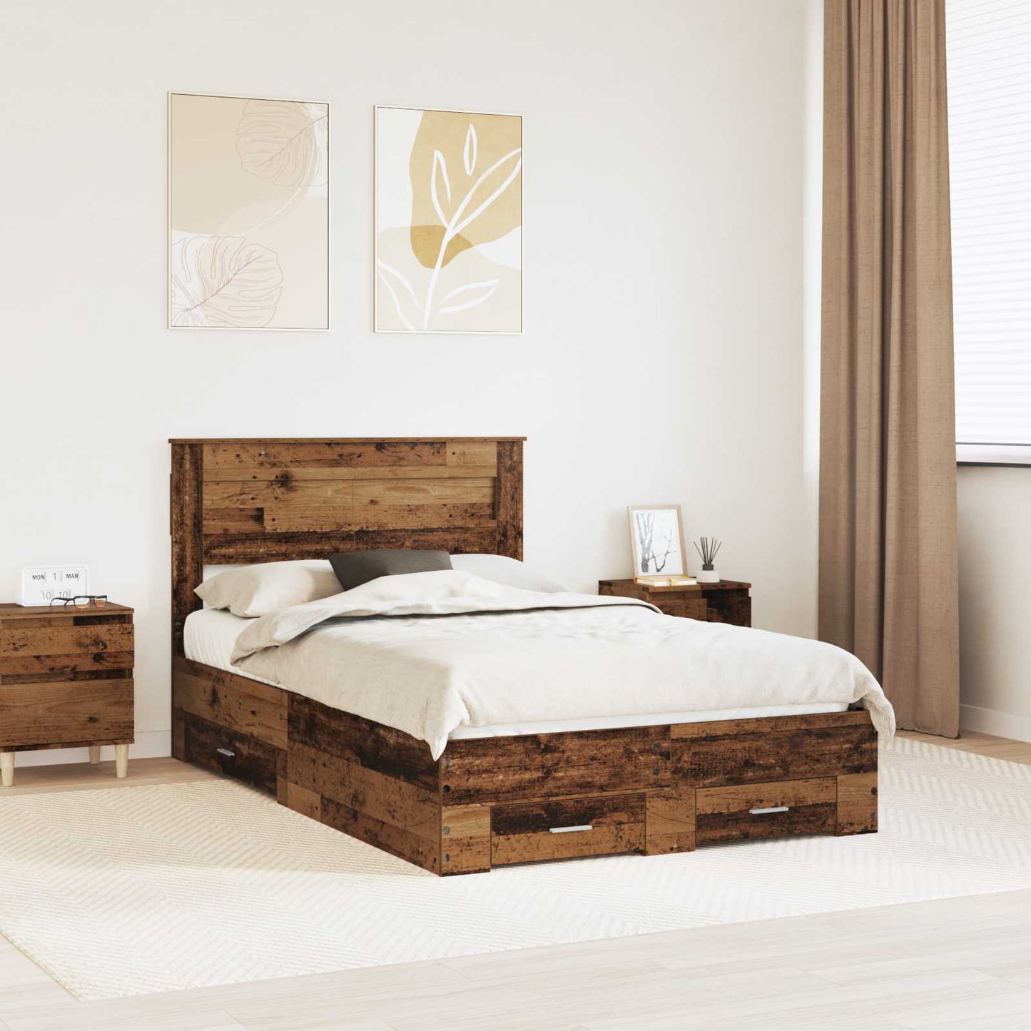 vidaXL Σκελετός Κρεβατιού Παλιό ξύλο 120 x 190 cm Επεξεργασμένο ξύλο