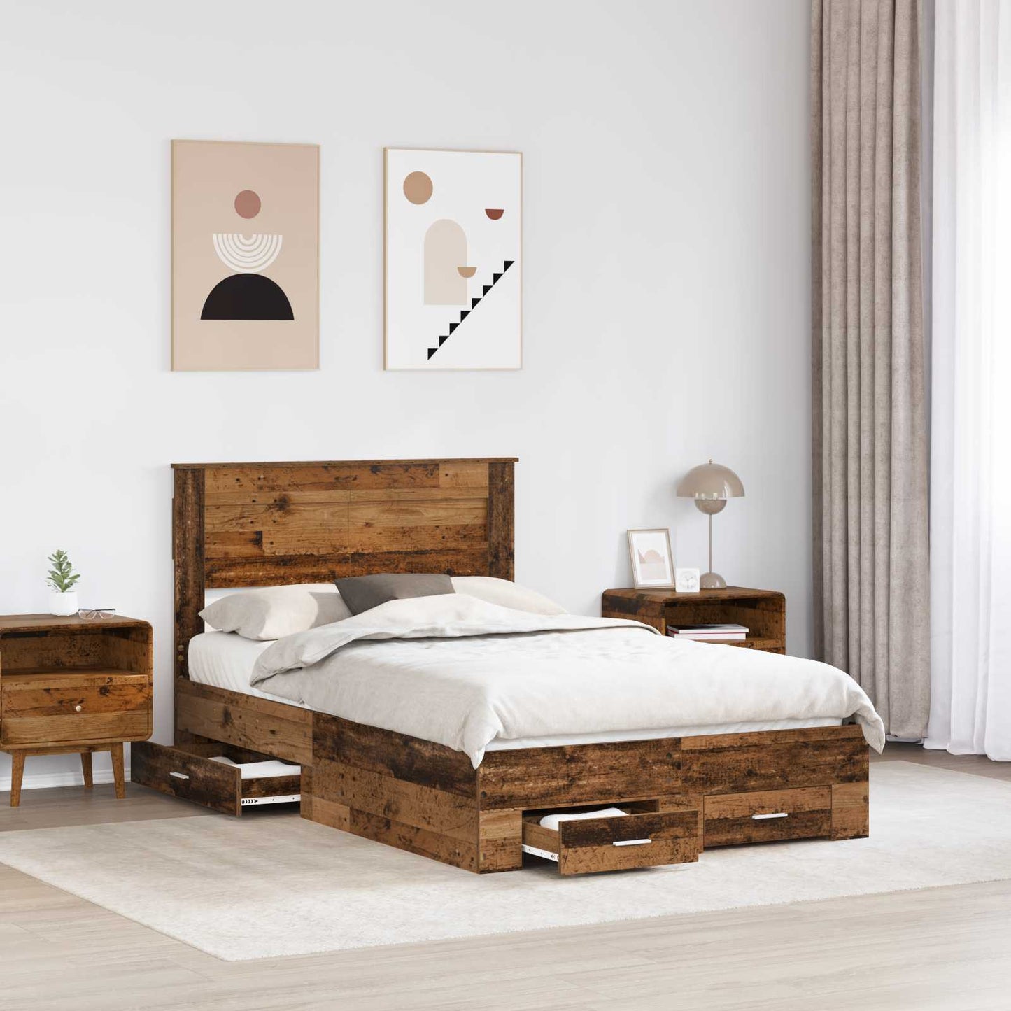vidaXL Σκελετός Κρεβατιού Παλιό ξύλο 120 x 190 cm Επεξεργασμένο ξύλο