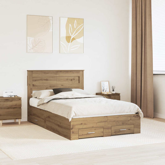 vidaXL Σκελετός Κρεβατιού Artisan Oak 120 x 190 cm Επεξεργασμένο ξύλο
