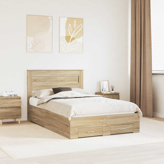 vidaXL Σκελετός Κρεβατιού Δρύς Sonoma 120 x 200 cm Επεξεργασμένο ξύλο
