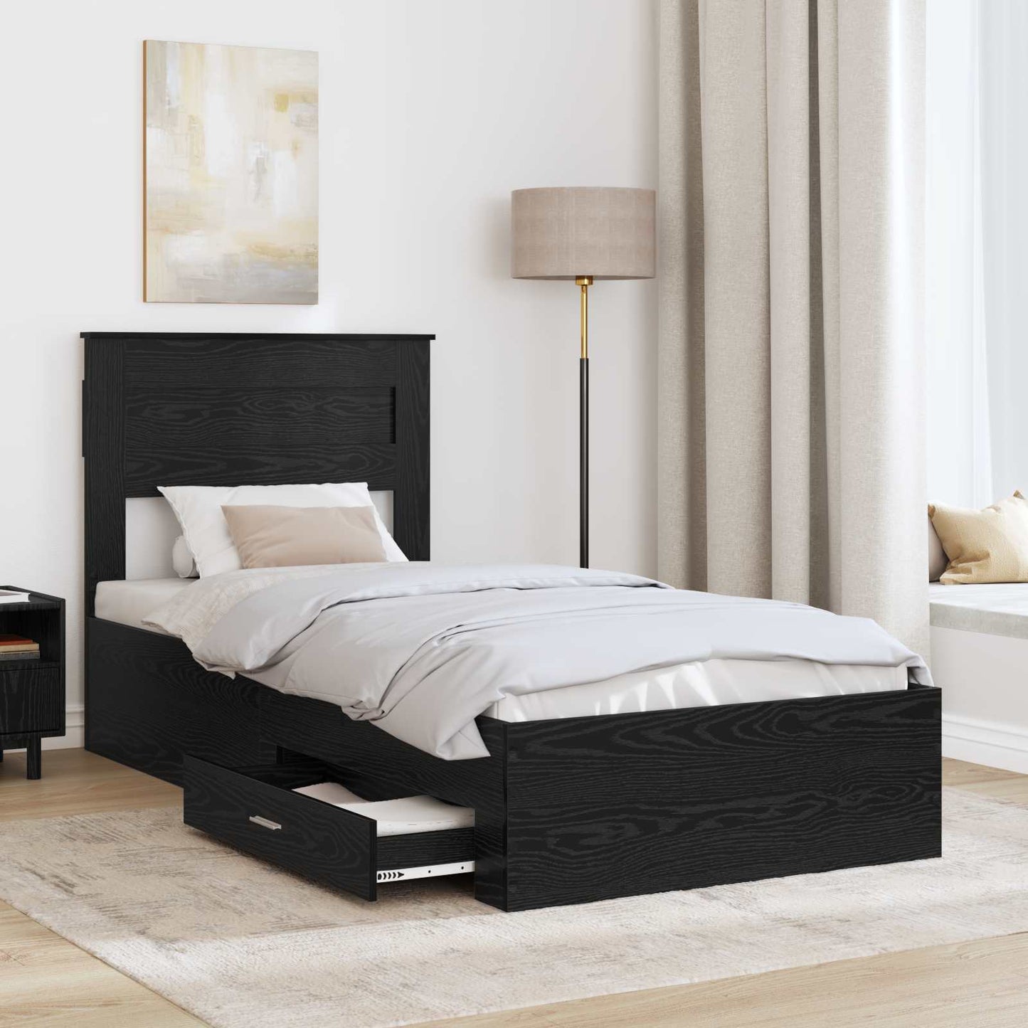 vidaXL Σκελετός Κρεβατιού Μαύρη Οξυά 100 x 200 cm Επεξεργασμένο ξύλο