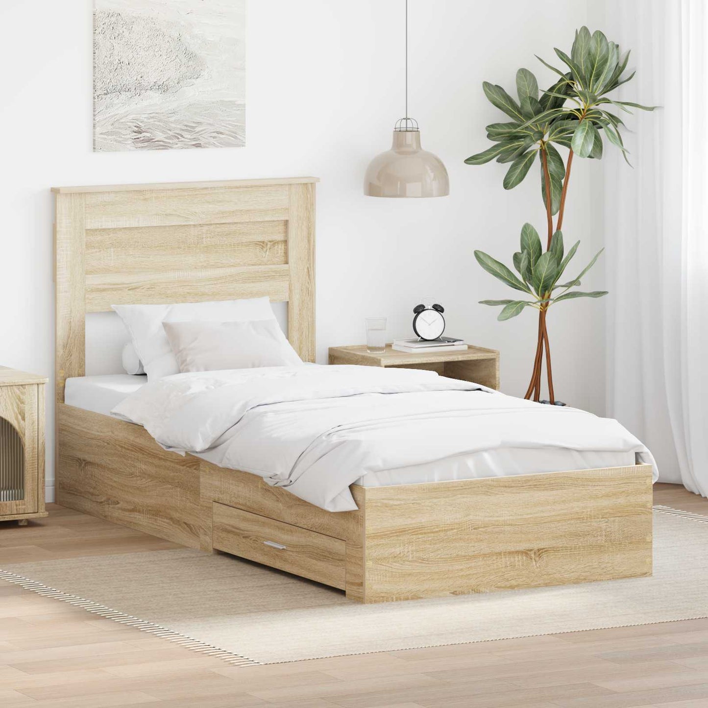 vidaXL Σκελετός Κρεβατιού Δρύς Sonoma 100 x 200 cm Επεξεργασμένο ξύλο