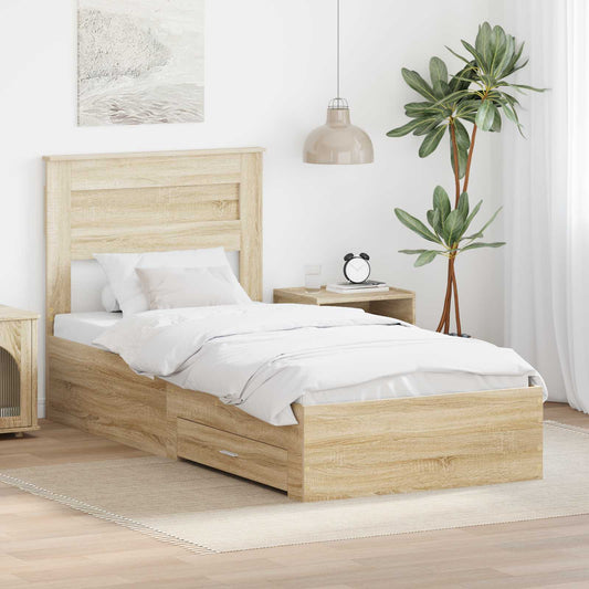 vidaXL Σκελετός Κρεβατιού Δρύς Sonoma 100 x 200 cm Επεξεργασμένο ξύλο