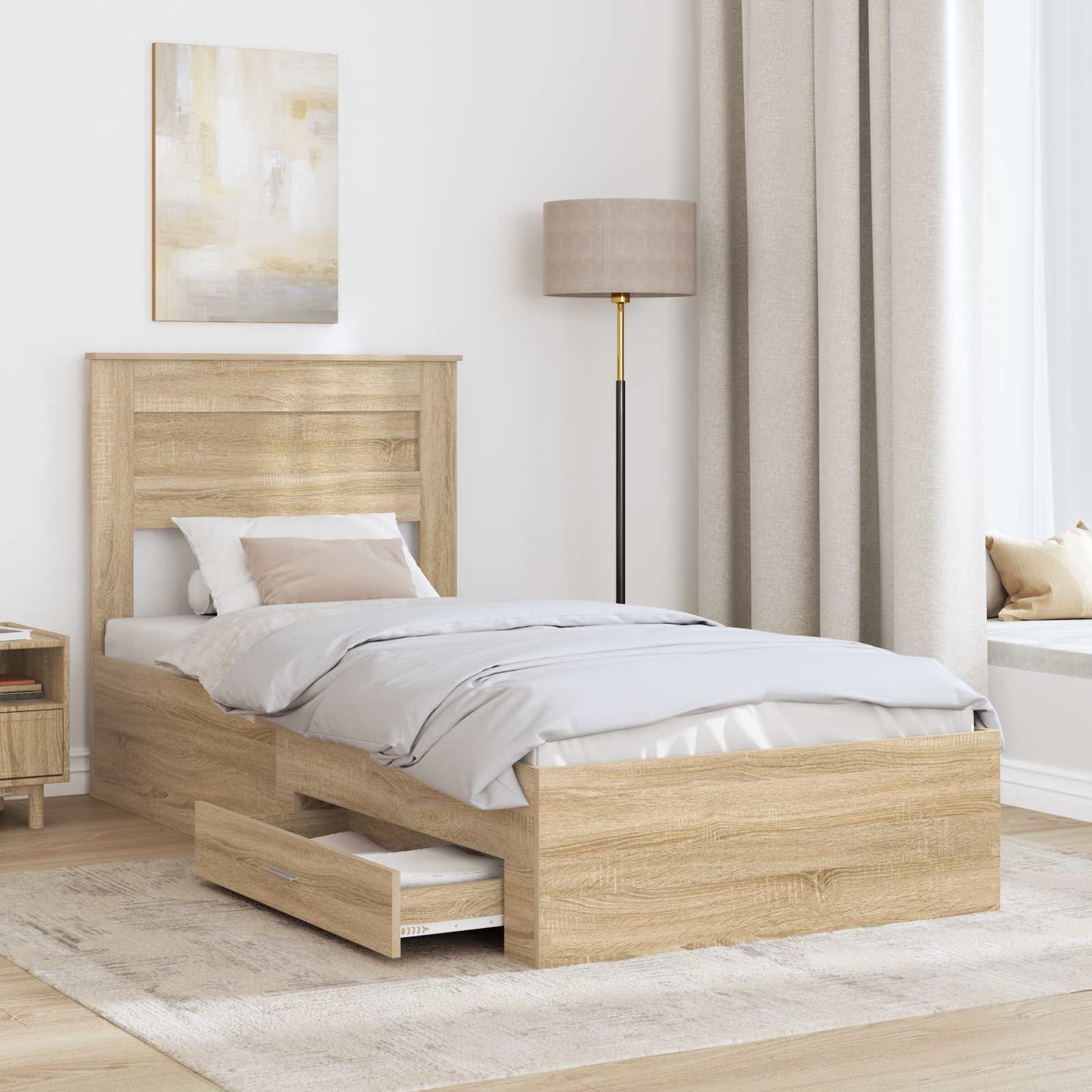 vidaXL Σκελετός Κρεβατιού Δρύς Sonoma 100 x 200 cm Επεξεργασμένο ξύλο