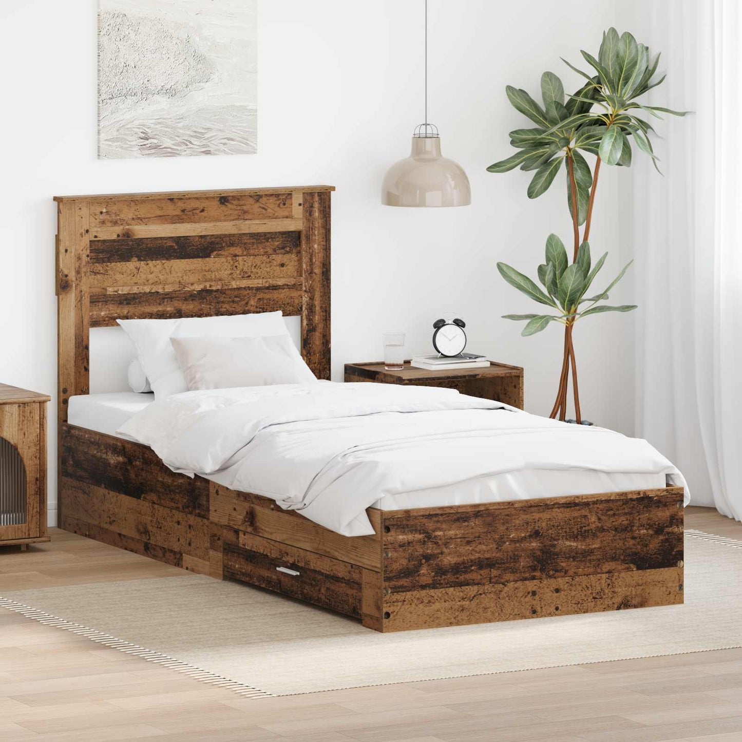 vidaXL Σκελετός Κρεβατιού Παλιό ξύλο 100 x 200 cm Επεξεργασμένο ξύλο