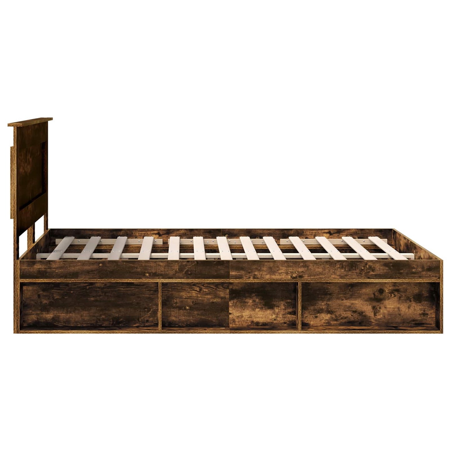 vidaXL Σκελετός Κρεβατιού με κεφαλάρι Καπνιστό Δρύς 160 x 200 cm