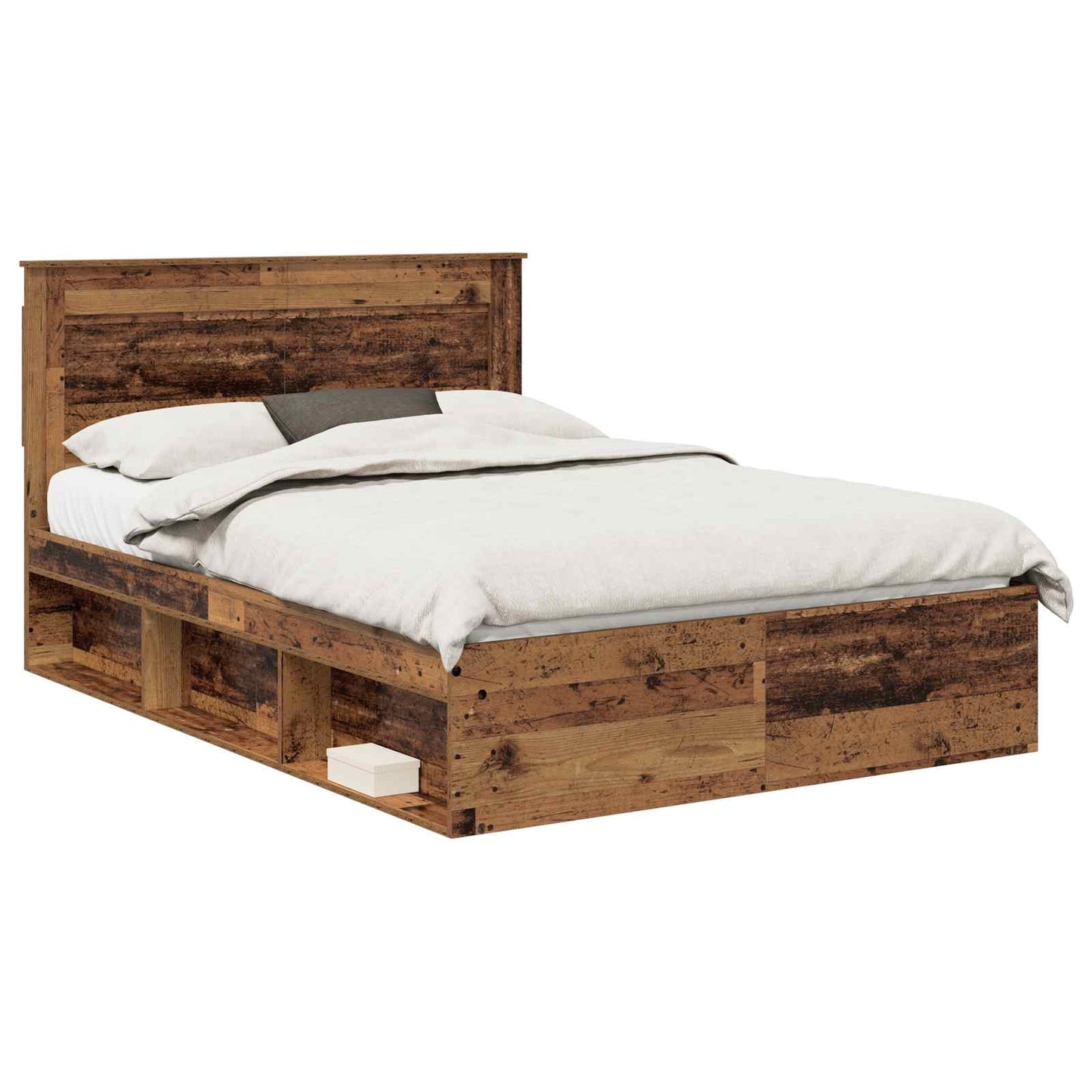 vidaXL Σκελετός Κρεβατιού Παλιό ξύλο 150 x 200 cm Στερεά ξυλεία πεύκου