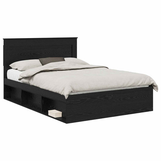 vidaXL Σκελετός Κρεβατιού Μαύρο 140 x 190 cm Στερεά ξυλεία πεύκου