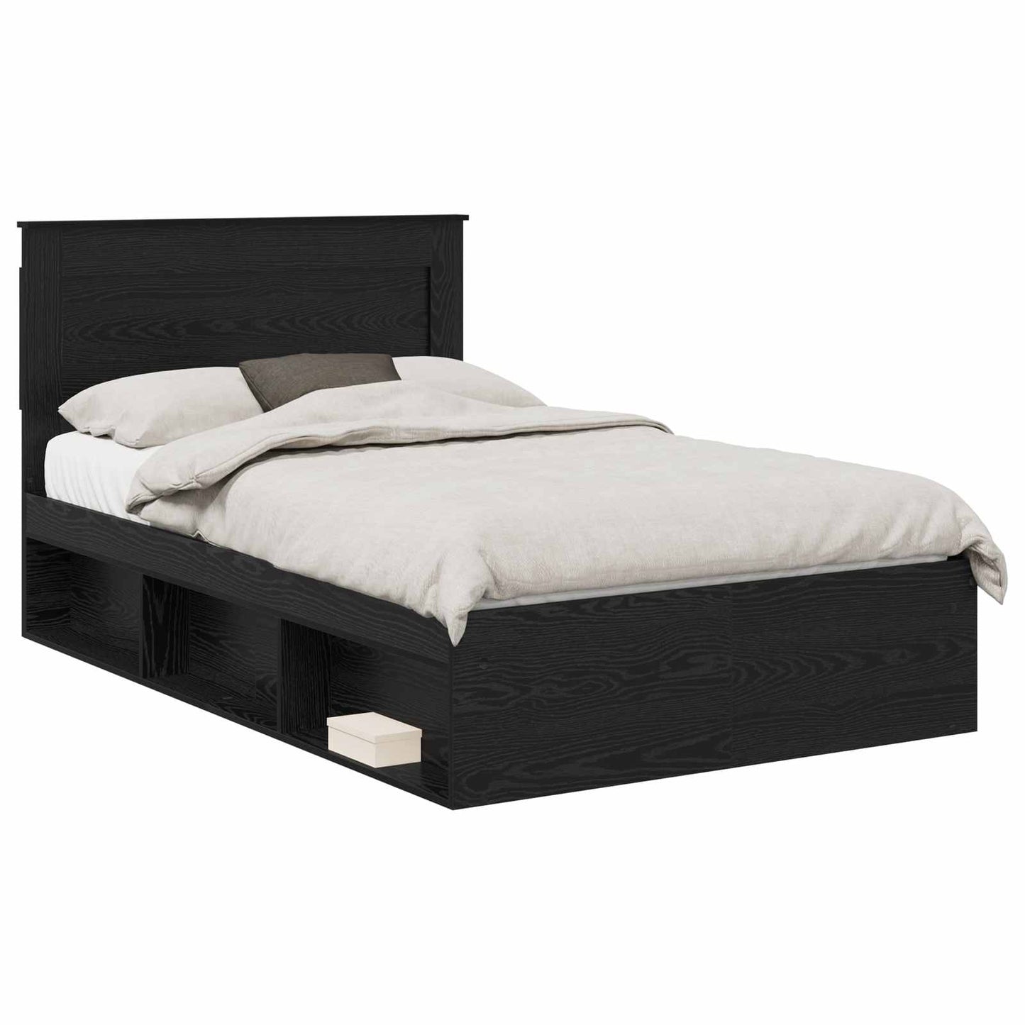 vidaXL Σκελετός Κρεβατιού Μαύρο 135 x 190 cm Στερεά ξυλεία πεύκου