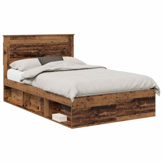 vidaXL Σκελετός Κρεβατιού Παλιό ξύλο 120 x 190 cm Στερεά ξυλεία πεύκου