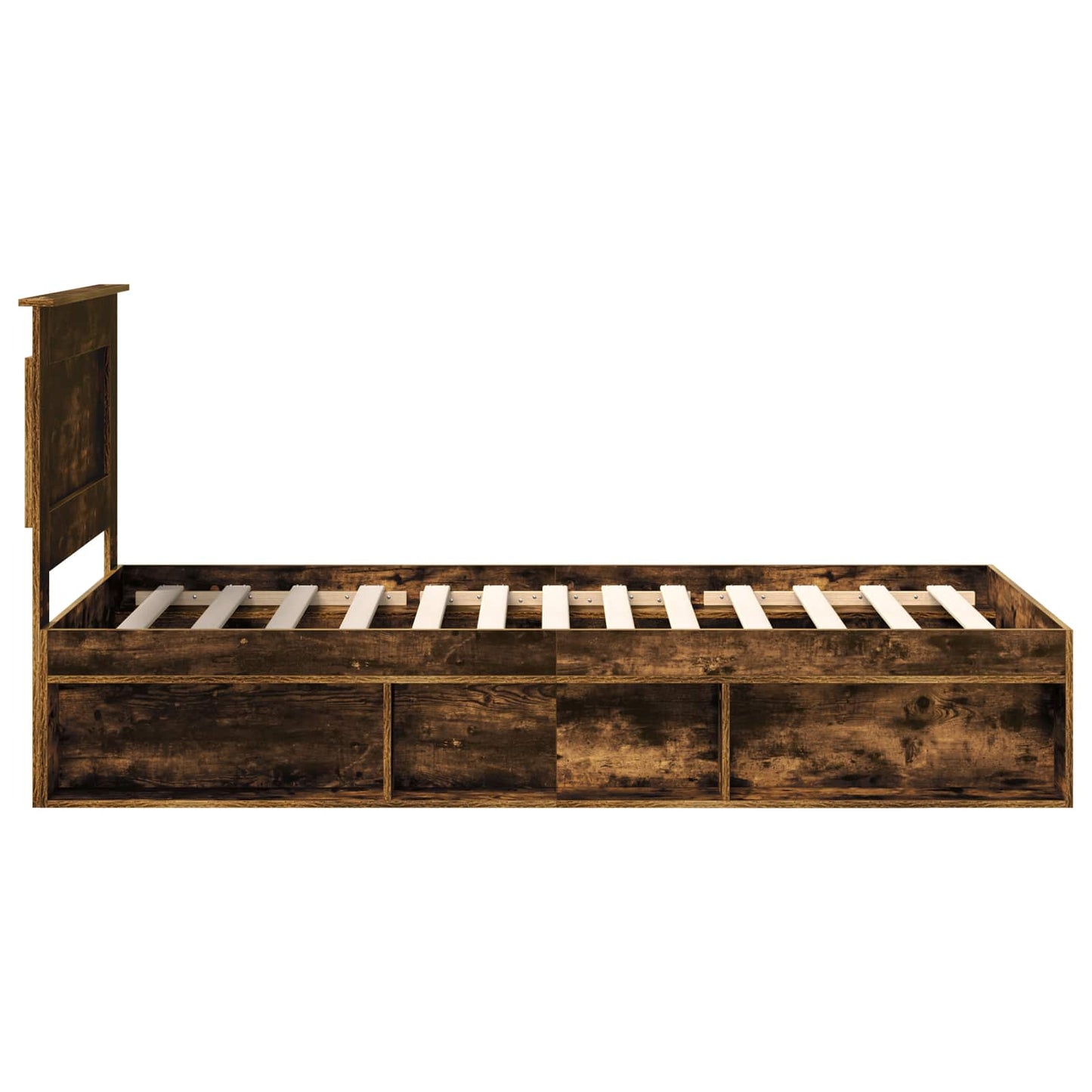 vidaXL Σκελετός Κρεβατιού με κεφαλάρι Καπνιστό Δρύς 90 x 190 cm