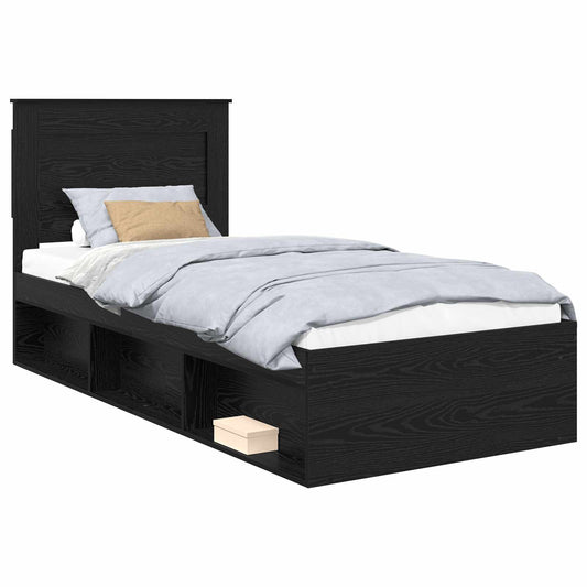 vidaXL Σκελετός Κρεβατιού Μαύρο 75 x 190 cm Στερεά ξυλεία πεύκου