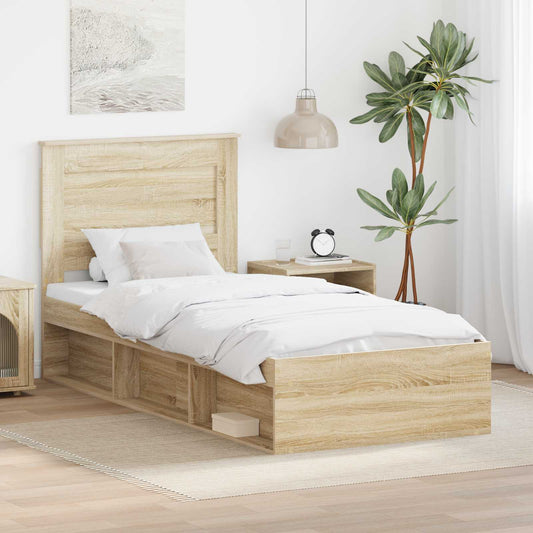 vidaXL Σκελετός Κρεβατιού Δρύς Sonoma 75 x 190 cm Στερεά ξυλεία πεύκου