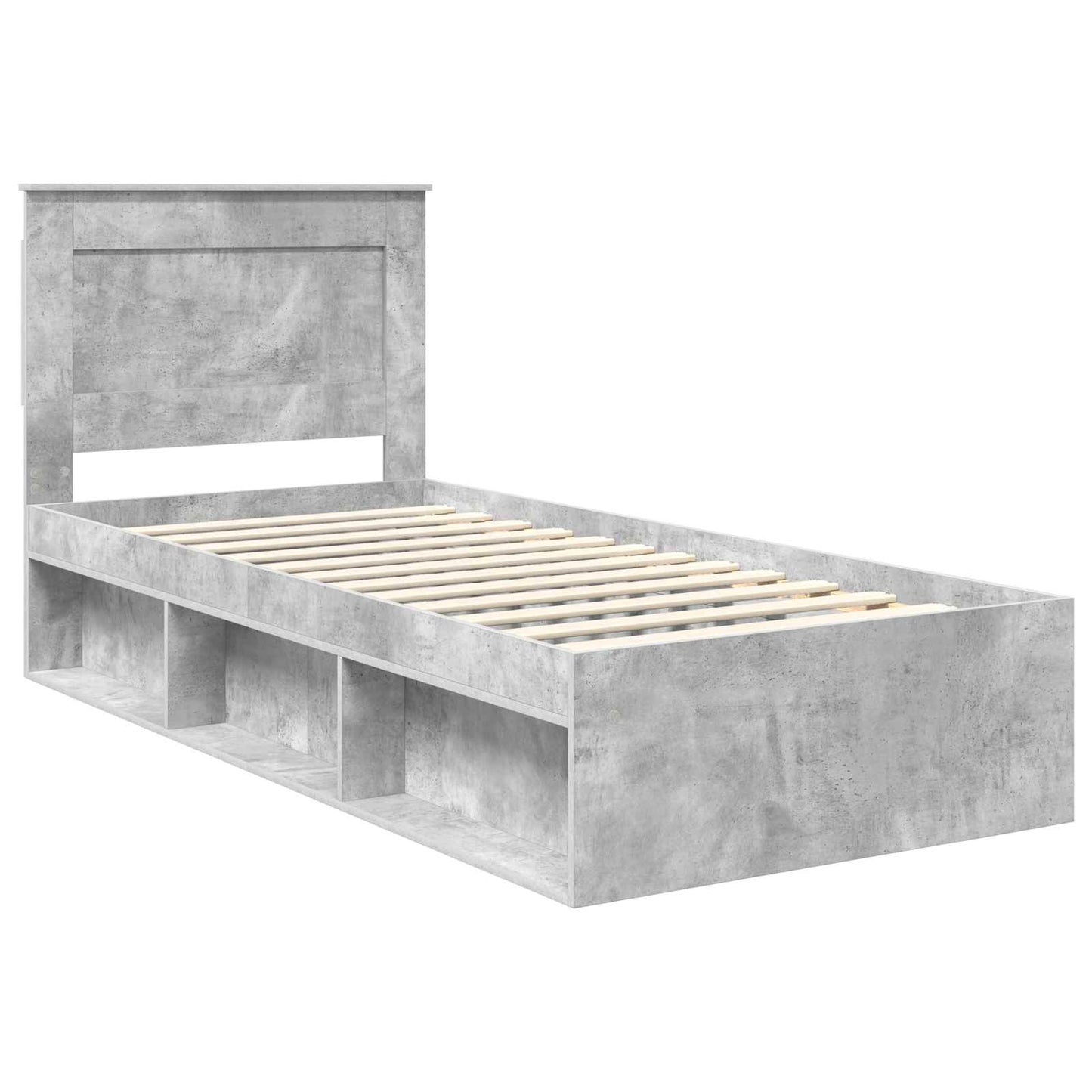 vidaXL Σκελετός Κρεβατιού Γκρι Μπετόν 75 x 190 cm Στερεά ξυλεία πεύκου