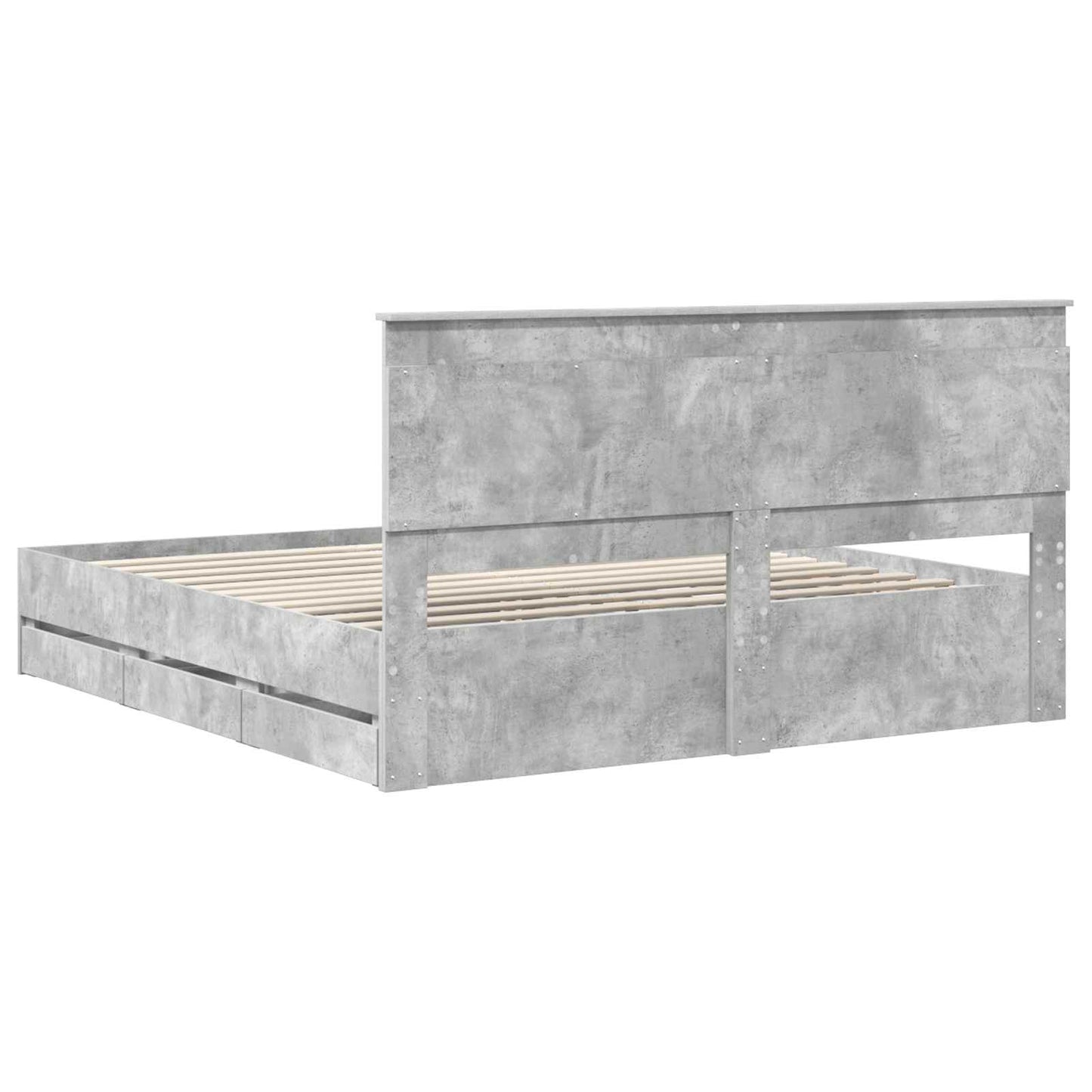 vidaXL Σκελετός Κρεβατιού Σκυρόδεμα Γκρι 200 x 200 cm Μηχανήματος Ξύλο