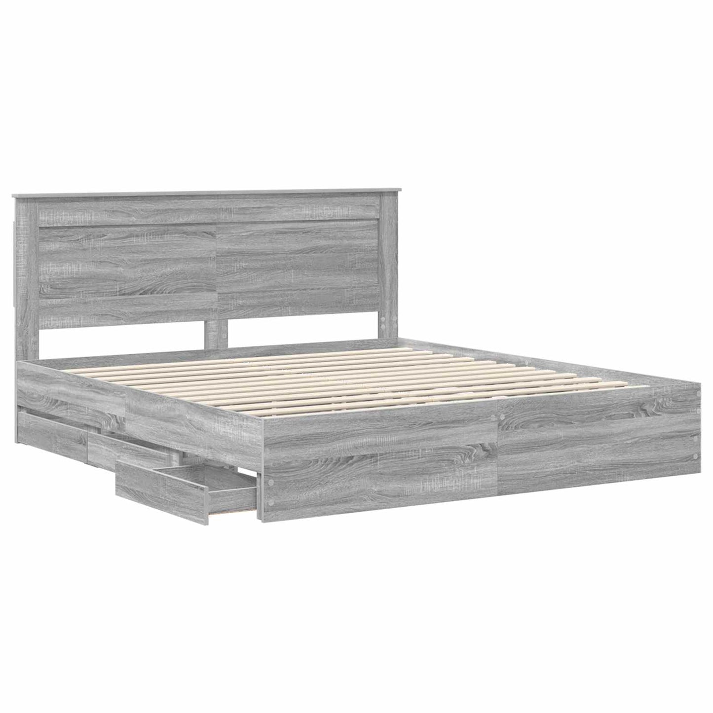 vidaXL Σκελετός Κρεβατιού Γκρίζο Σονομα 200 x 200 cm Μηχανήματος Ξύλο