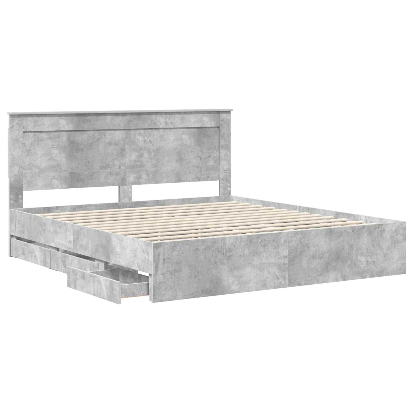 vidaXL Σκελετός Κρεβατιού Σκυρόδεμα Γκρι 180 x 200 cm Μηχανήματος Ξύλο