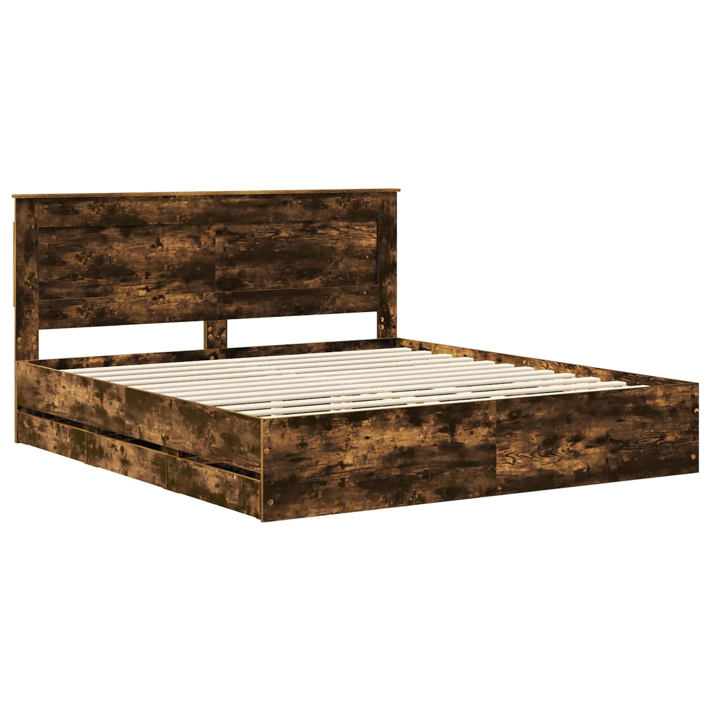 vidaXL Σκελετός Κρεβατιού Καπνιστό Δρύς 180 x 200 cm Μηχανήματος Ξύλο