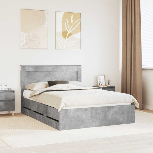 vidaXL Σκελετός Κρεβατιού Σκυρόδεμα Γκρι 150 x 200 cm Μηχανήματος Ξύλο