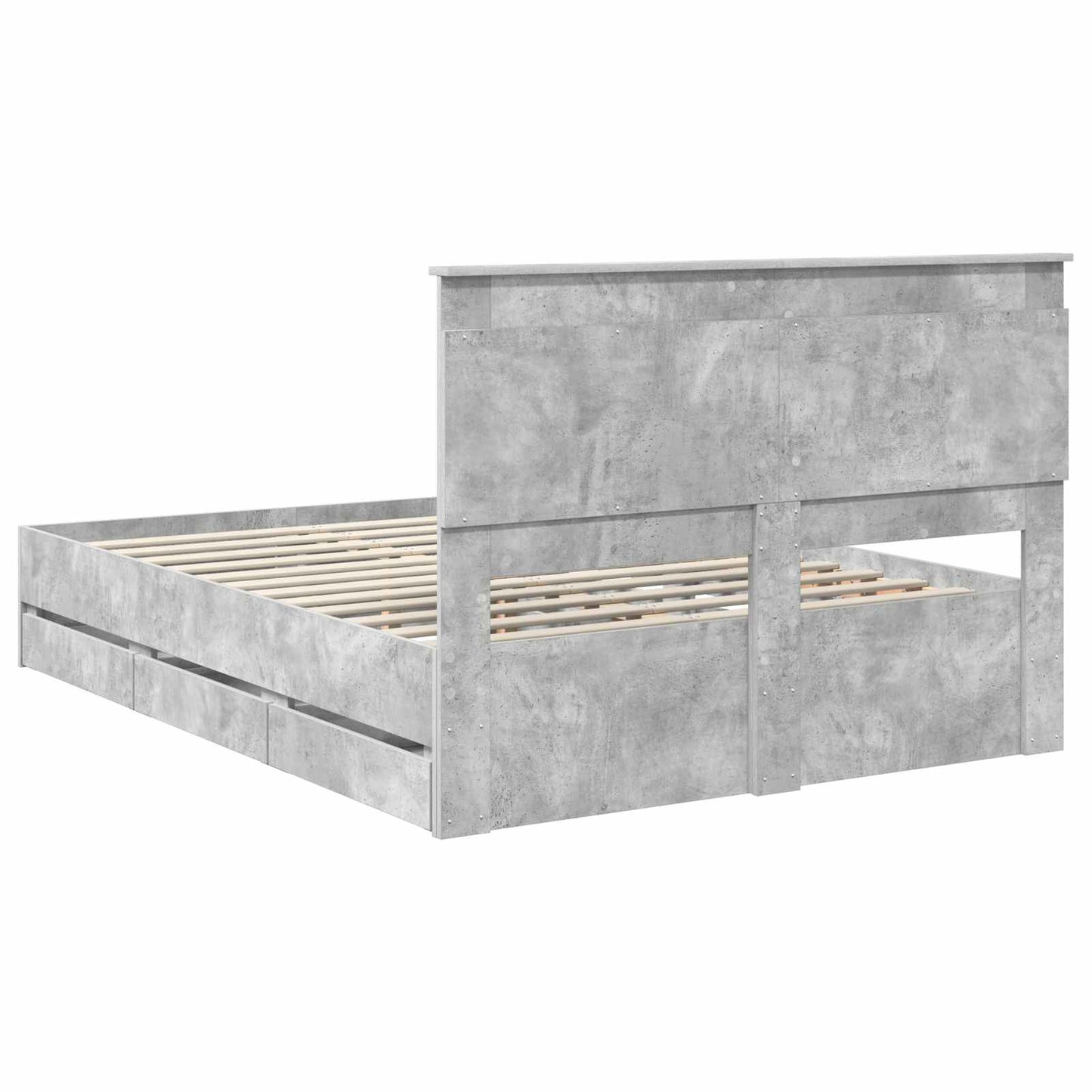 vidaXL Σκελετός Κρεβατιού Σκυρόδεμα Γκρι 150 x 200 cm Μηχανήματος Ξύλο