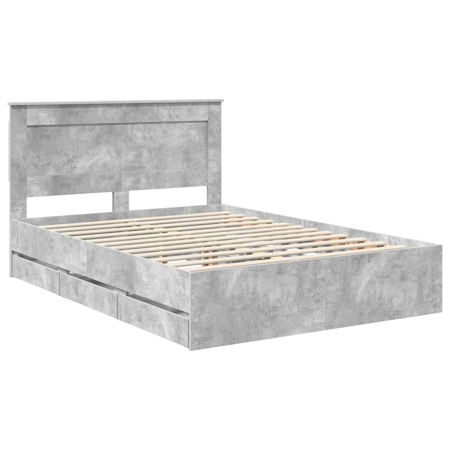 vidaXL Σκελετός Κρεβατιού Σκυρόδεμα Γκρι 140 x 200 cm Μηχανήματος Ξύλο