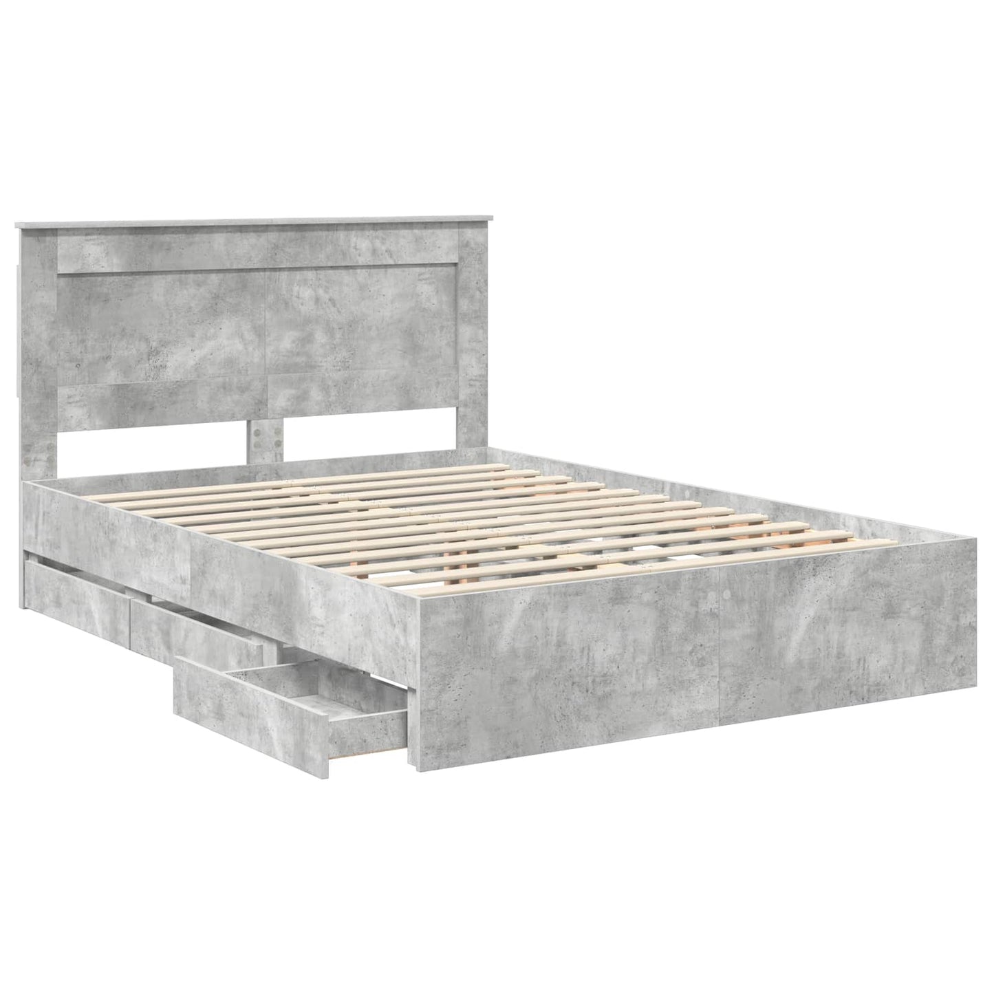 vidaXL Σκελετός Κρεβατιού Σκυρόδεμα Γκρι 140 x 200 cm Μηχανήματος Ξύλο