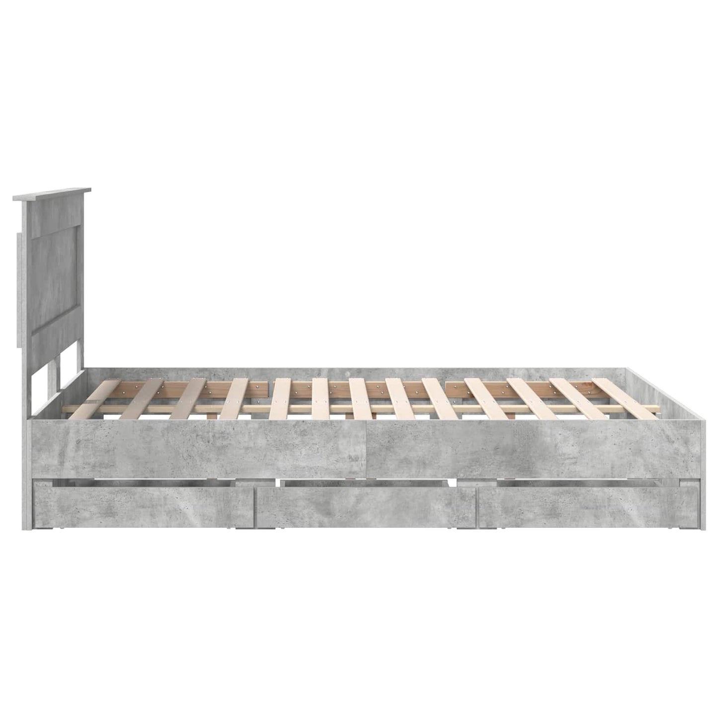 vidaXL Σκελετός Κρεβατιού Σκυρόδεμα Γκρι 140 x 200 cm Μηχανήματος Ξύλο