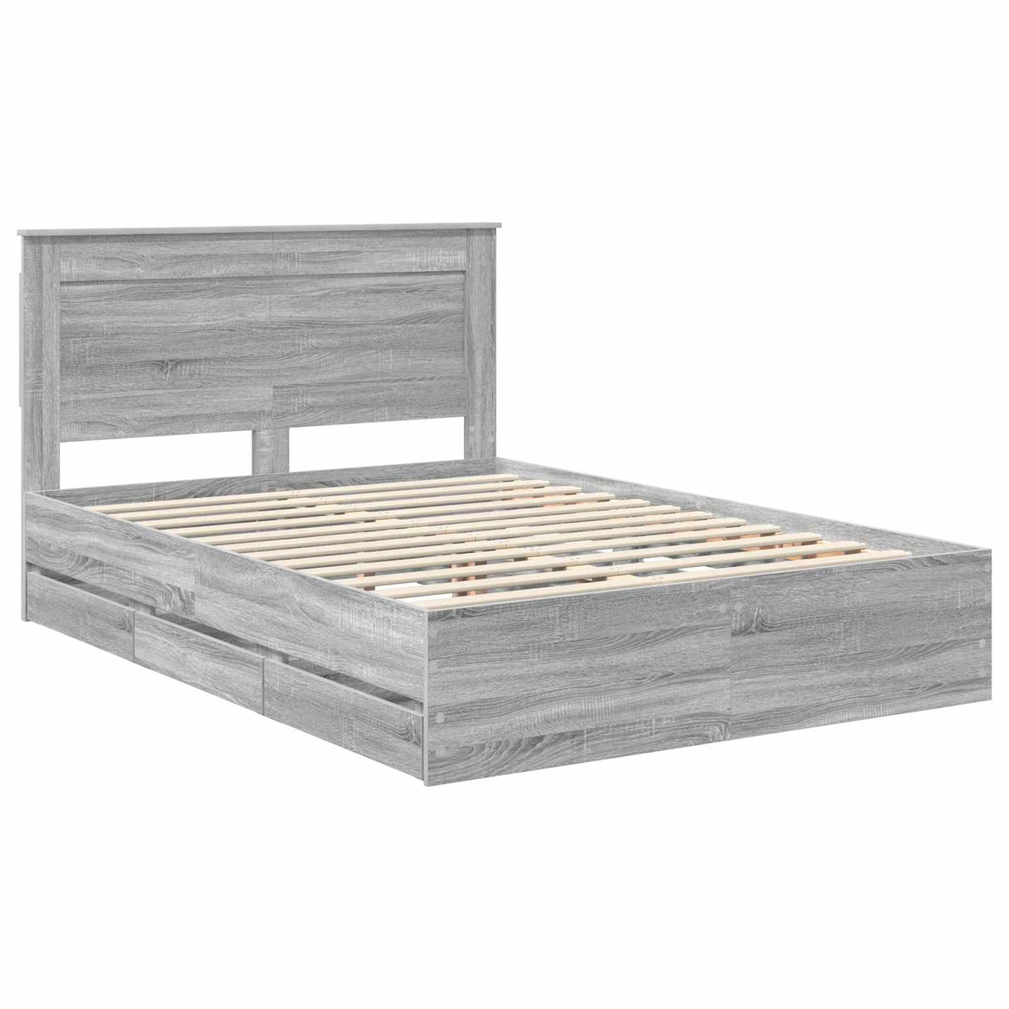 vidaXL Σκελετός Κρεβατιού Γκρίζο Σονομα 140 x 200 cm Μηχανήματος Ξύλο