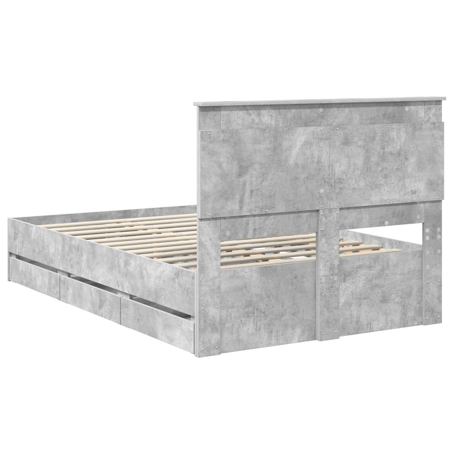 vidaXL Σκελετός Κρεβατιού Σκυρόδεμα Γκρι 135 x 190 cm Μηχανήματος Ξύλο