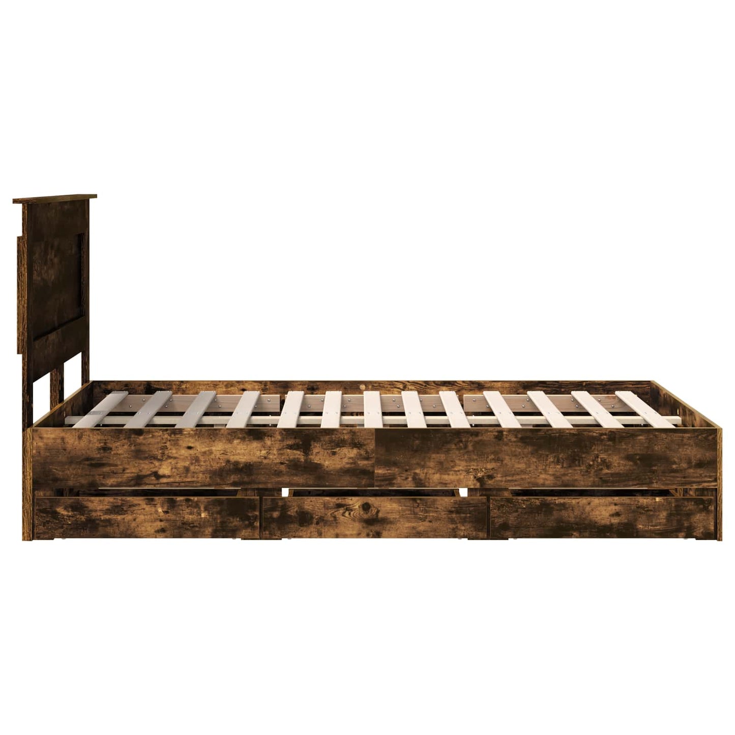 vidaXL Σκελετός Κρεβατιού Καπνιστό Δρύς 135 x 190 cm Μηχανήματος Ξύλο